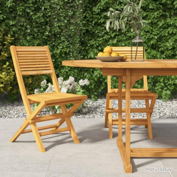 Chaises de jardin pliantes 2 pcs 47x62x90 cm bois massif teck