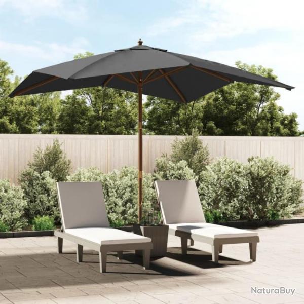 Parasol de jardin avec mt en bois anthracite 300x300x273 cm