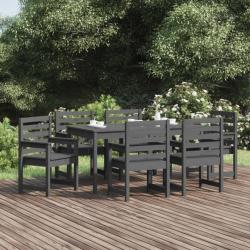 Ensemble à dîner de jardin 7 pcs gris bois massif de pin