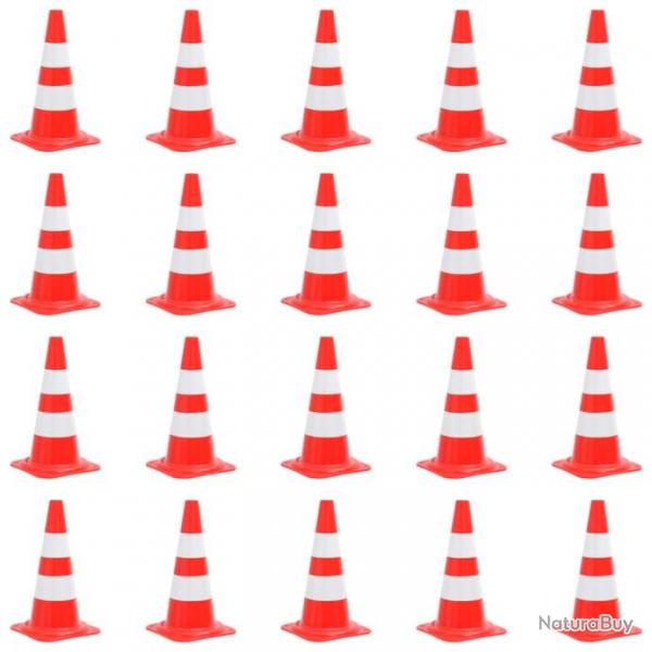 Cnes de signalisation rflchissants 20pcs Rouge et blanc 50cm