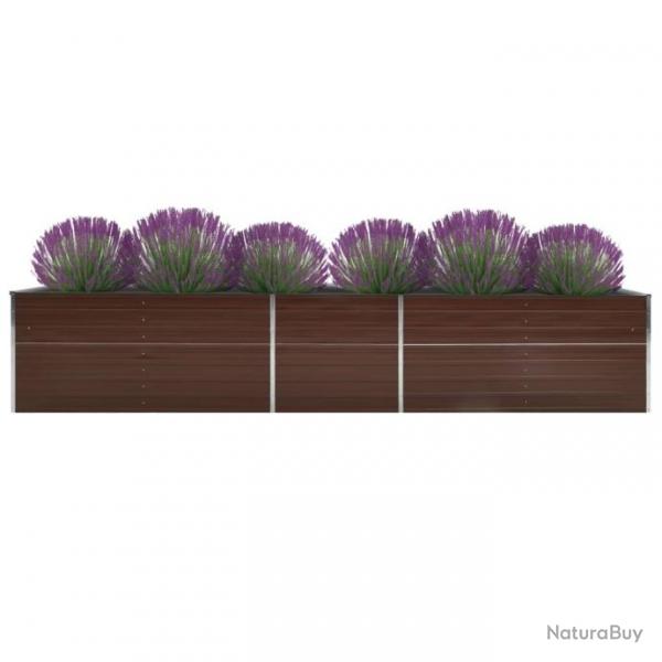 Lit surlev de jardin Acier galvanis 400x80x45 cm Marron