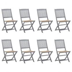 Chaises pliables d'extérieur 8 pcs avec coussins Bois d'acacia