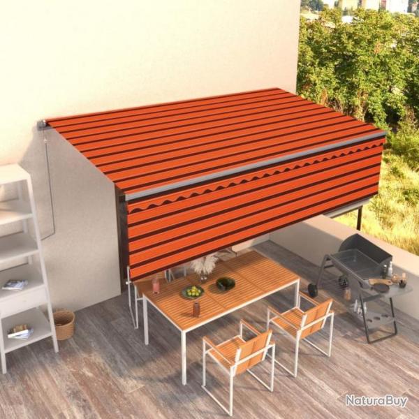 Auvent manuel rtractable avec store 5x3 m Orange et marron