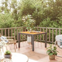 Table de jardin 90x90x75cm Résine tressée et bois d'acacia Gris