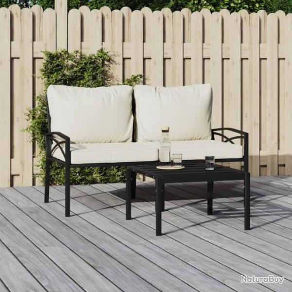 Chaises de jardin avec coussins sable 2 pcs 62x75x79 cm acier