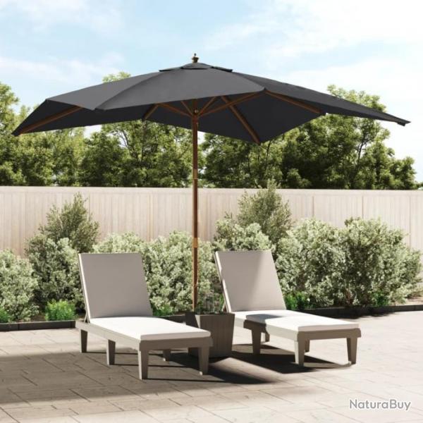 Parasol de jardin avec mt en bois noir 300x300x273 cm