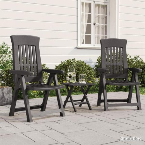 Chaises inclinables de jardin 2 pcs anthracite PP