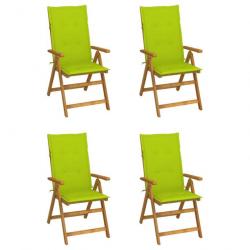 Chaises inclinables de jardin 4 pcs avec coussins Bois d'acacia