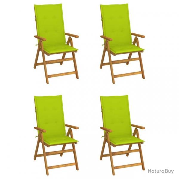 Chaises inclinables de jardin 4 pcs avec coussins Bois d'acacia