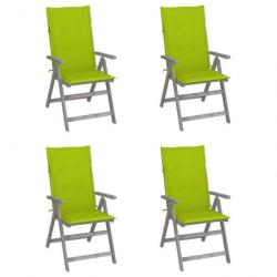 Chaises inclinables de jardin 4 pcs avec coussins Bois d'acacia