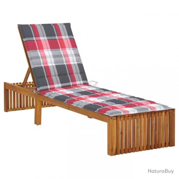 Chaise longue avec coussin Bois d'acacia solide