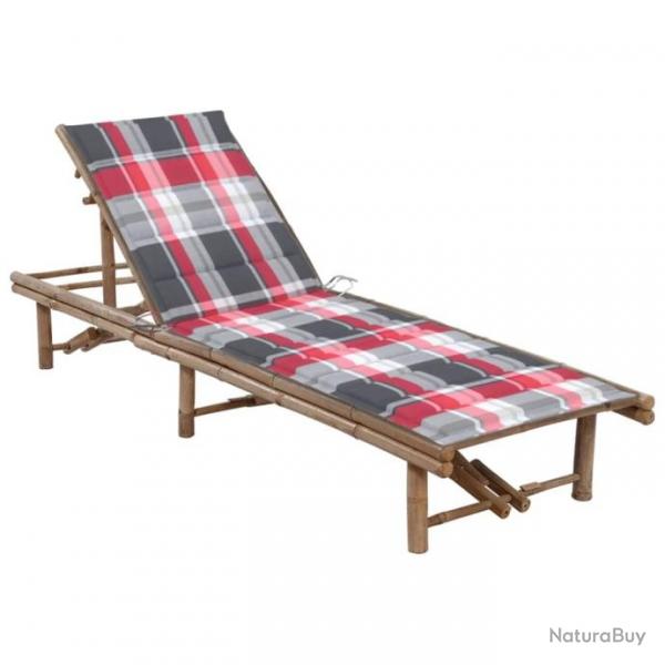 Chaise longue de jardin avec coussin Bambou