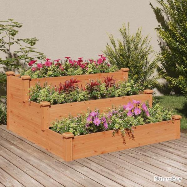 Lit surlev de jardin marron 120x120x56cm bois massif de sapin