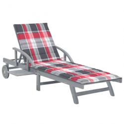 Chaise longue de jardin avec coussin Bois d'acacia solide