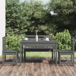 Ensemble à dîner de jardin 4 pcs gris bois massif de pin