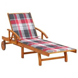 Chaise longue de jardin avec coussin Bois d'acacia solide