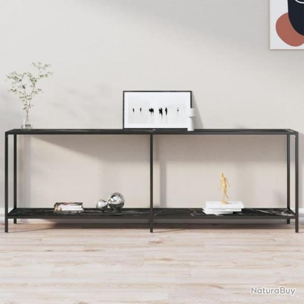 Table console Noir 220x35x75,5 cm Verre tremp