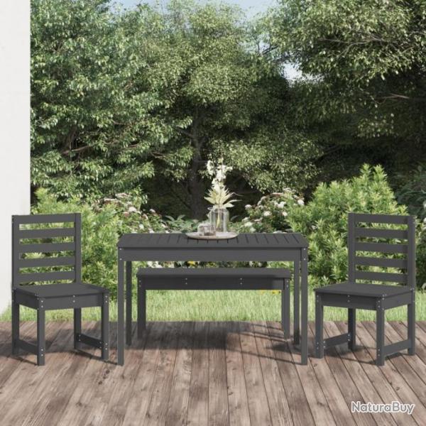 Ensemble  dner de jardin 4 pcs gris bois massif de pin