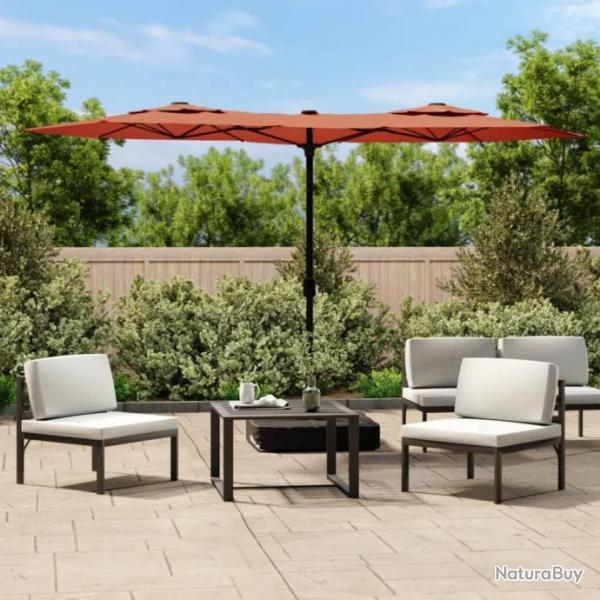 Parasol  double tte avec LED terre cuite 316x240 cm