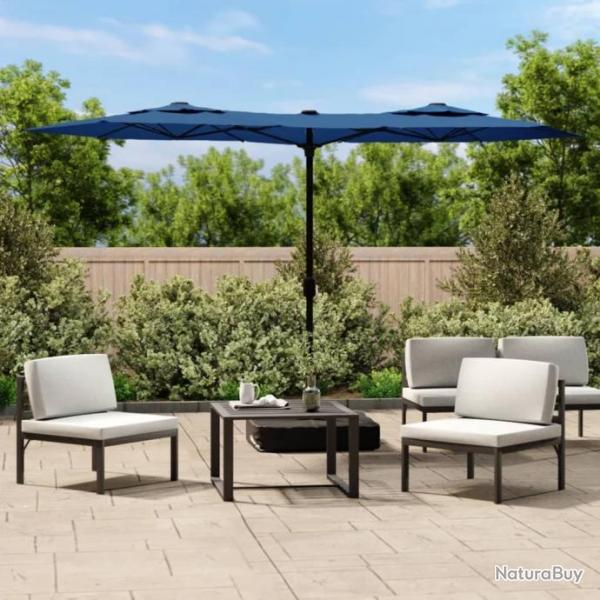 Parasol  double tte avec LED bleu azur 316x240 cm