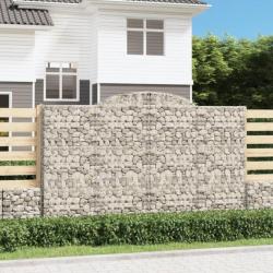 Paniers à gabions arqués 2 pcs 300x50x180/200 cm fer galvanisé