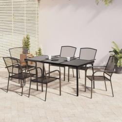 Ensemble de salle à manger de jardin 7 pcs anthracite acier