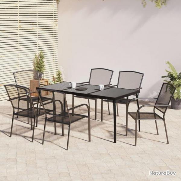 Ensemble de salle  manger de jardin 7 pcs anthracite acier