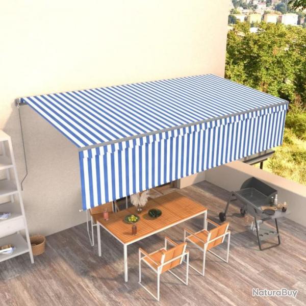 Auvent manuel rtractable avec store 6x3 m Bleu et blanc