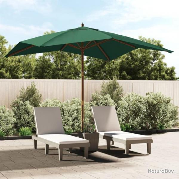 Parasol de jardin avec mt en bois vert 300x300x273 cm