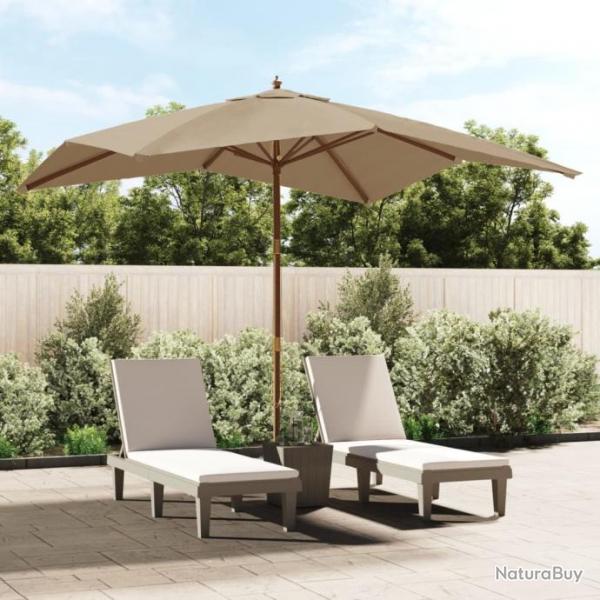 Parasol de jardin avec mt en bois taupe 300x300x273 cm