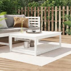 Table de jardin blanc 121x82,5x45 cm bois massif de pin