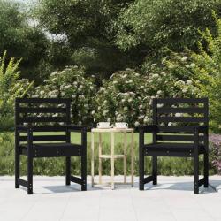 Chaises de jardin 2 pcs noir 60x48x91 cm bois massif de pin