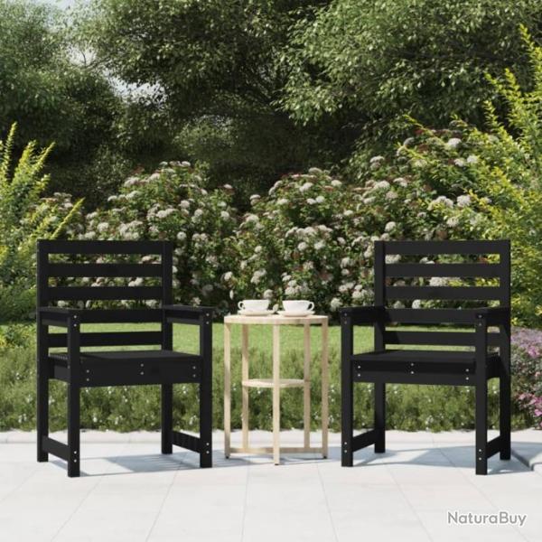 Chaises de jardin 2 pcs noir 60x48x91 cm bois massif de pin