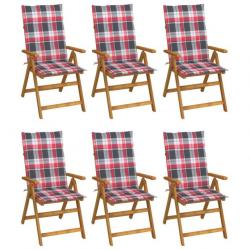 Chaises pliables de jardin 6 pcs avec coussins Bois d'acacia