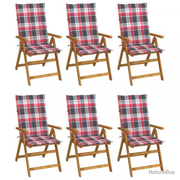 Chaises pliables de jardin 6 pcs avec coussins Bois d'acacia