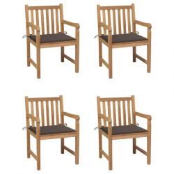 Chaises de jardin 4 pcs avec coussins taupe Bois de teck solide