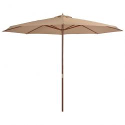 Parasol avec mât en bois 350 cm Taupe