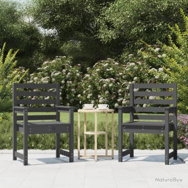 Chaises de jardin 2 pcs gris 60x48x91 cm bois massif de pin