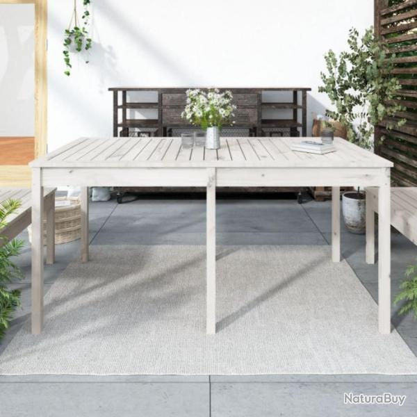 Table de jardin blanc 159,5x82,5x76 cm bois massif de pin