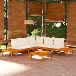 Salon de jardin 4 pcs avec coussins blanc crème Bois d'acacia