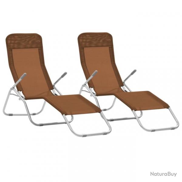 Chaises longues pliables 2 pcs Textilne Taupe