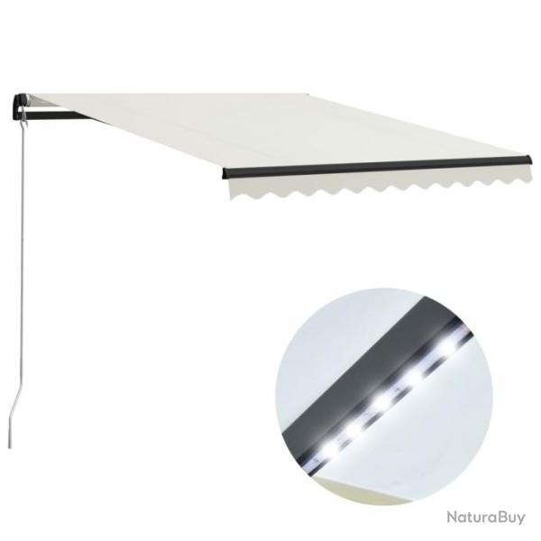 Auvent manuel rtractable avec LED 300x250 cm Crme