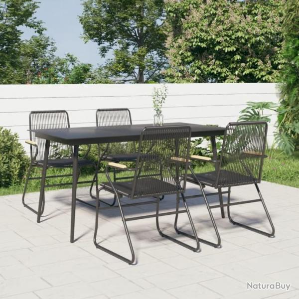 Mobilier  dner de jardin 5 pcs Noir Rotin PVC