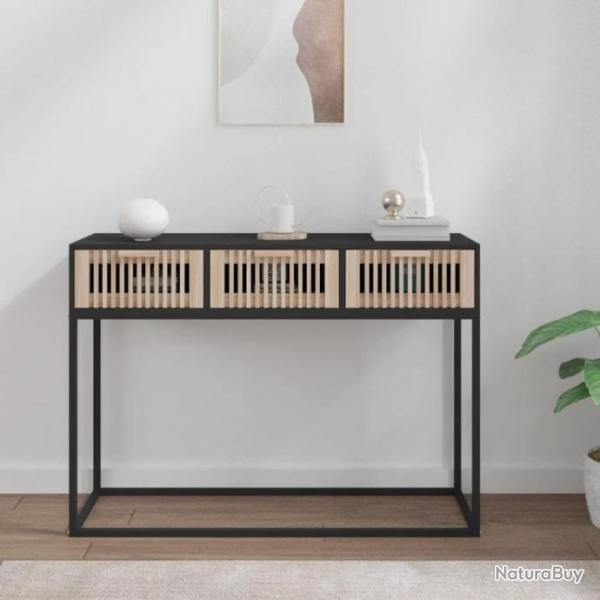 Table console noir 105x30x75 cm bois d'ingnierie et fer