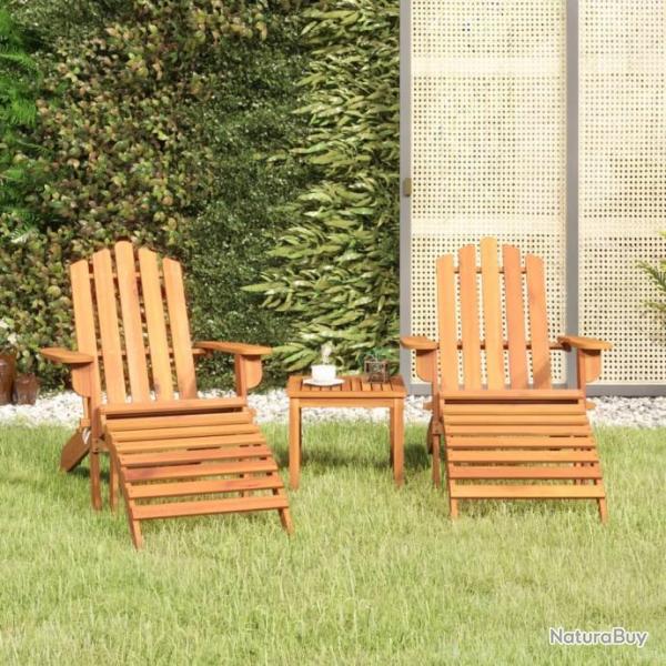 Ensemble de salon de jardin Adirondack 3 pcs bois acacia solide