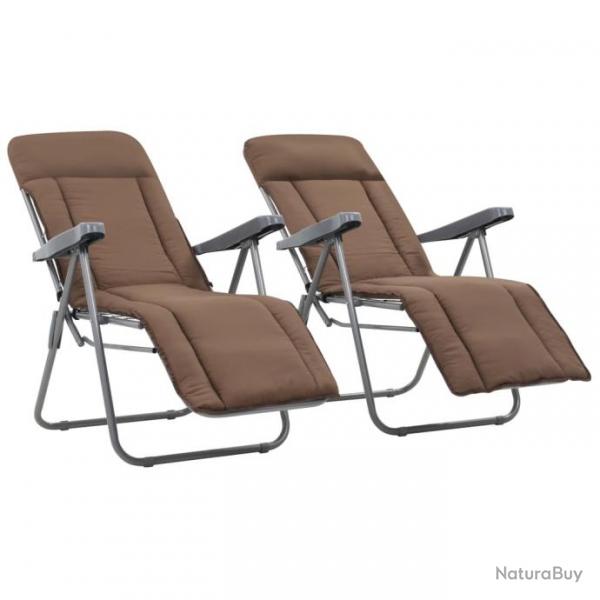 Chaises pliables de jardin avec coussins 2 pcs Marron