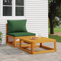 Ensemble de canapés de jardin coussins 2 pcs bois massif acacia