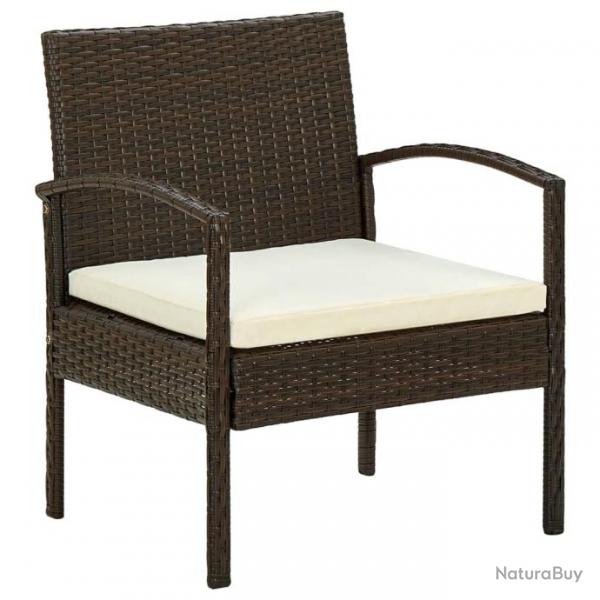 Chaise de jardin avec coussin Rsine tresse Marron