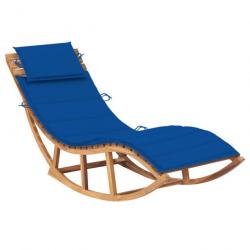 Chaise longue à bascule avec coussin Bois de teck solide