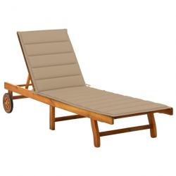 Chaise longue de jardin avec coussin Bois d'acacia solide